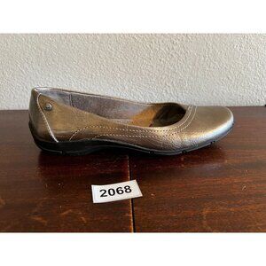 LifeStride Dig Shoes Women's 6.5 Silver Slip On Faux Leather Ballet Flats DEC055